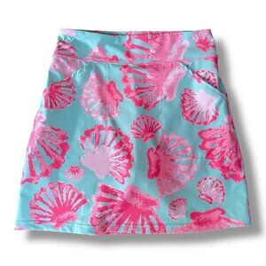 Ana Clare Active Womens Skort XS Pink Blue Seashell Print Preppy Golf Athleisure